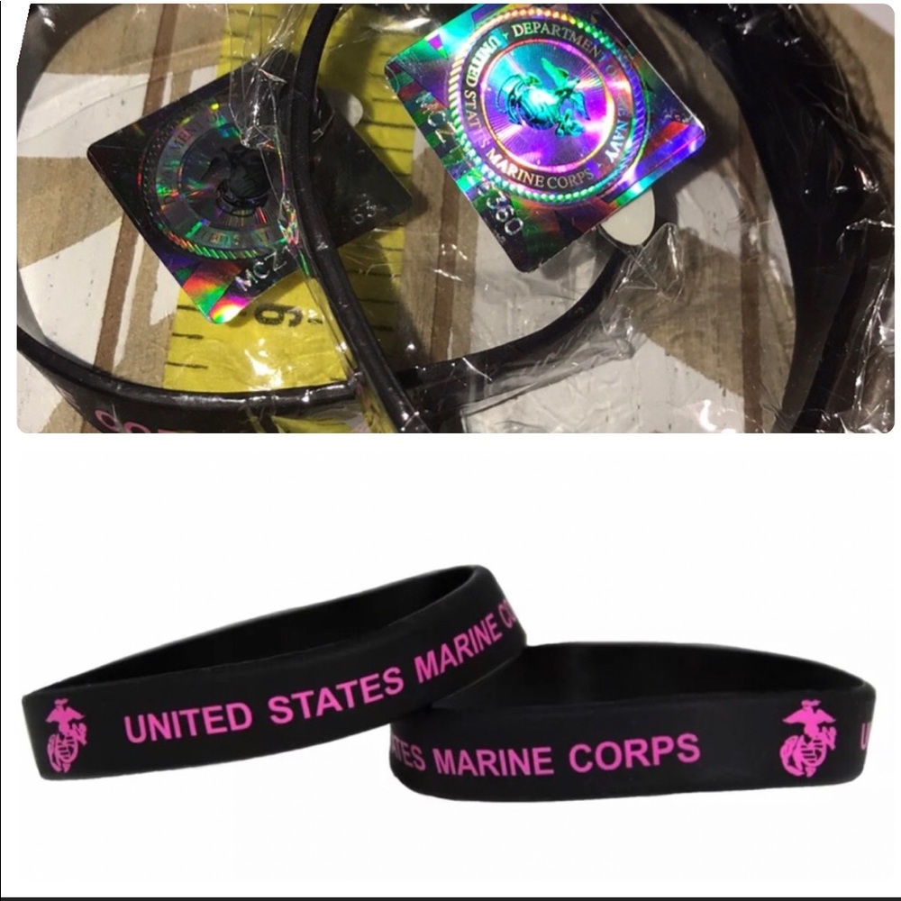 COPY - 2 United States Marine Corps Bracelets Black/Pink